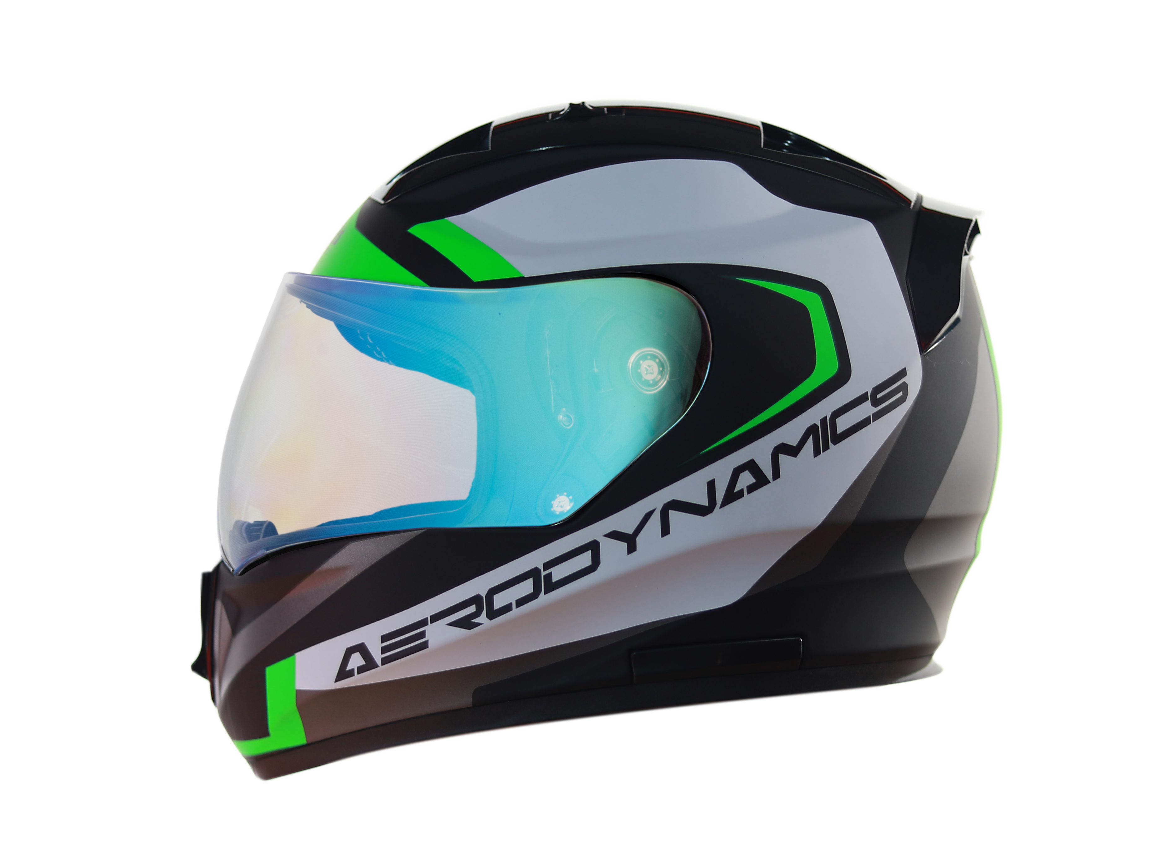SA-1 Aerodynamics Mat Black With Green(Fitted With Clear Visor Extra Blue Night Vision Visor Free)